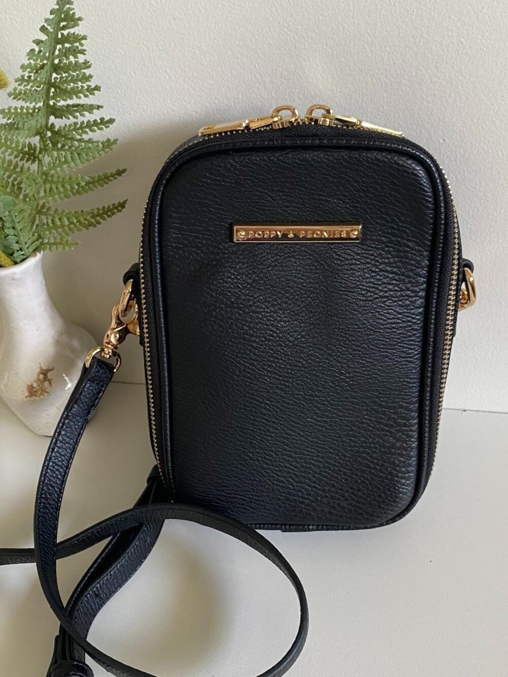 Poppy & Peonies The Rambler Crossbody Bag Black First Gen NWOT